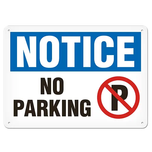 No Parking Adhesive Sign – 10" X 14" Surface-Applied Plastic 1