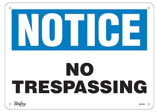 "No Trespassing" Safety Sign – 10 In × 14 In Rigid Plastic Notice Board 1