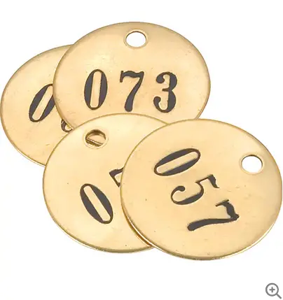 Numbered Brass Identification Tags – 1.5" Diameter, Set #01–25 1