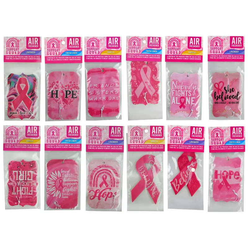 Pink Breast Cancer Awareness Hanging Car Air Fresheners – 12-Pack 1