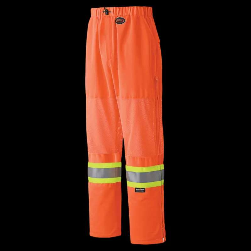Pioneer Poly-Knit Mesh Traffic Safety Pant In Hi-Vis Orange 1