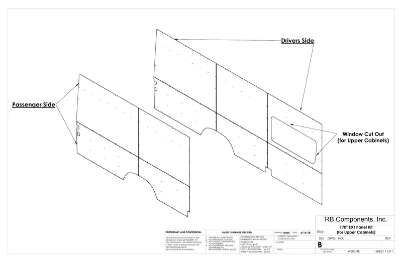 Plywood Wall Liner Kit For 2007+ Sprinter 170-Inch Ext High Roof – Compatible With Upper Cabinets 1