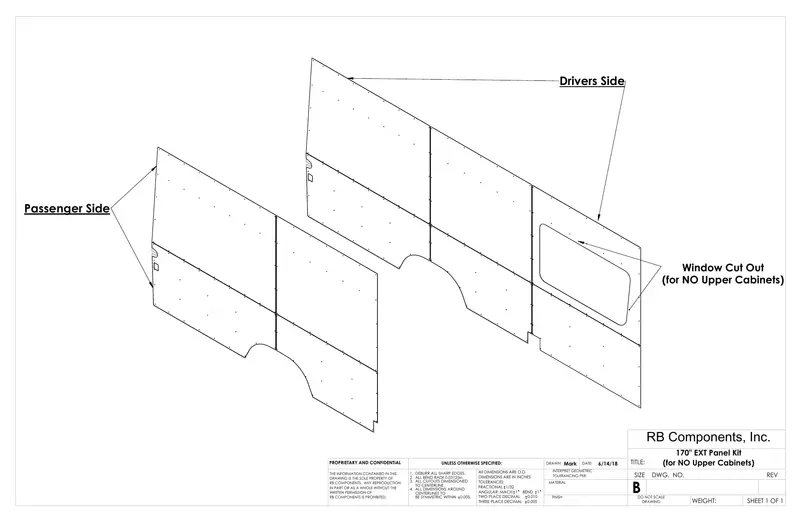 Plywood Wall Liner Kit For 2007+ Sprinter 170-Inch Ext – No Upper Cabinets 1