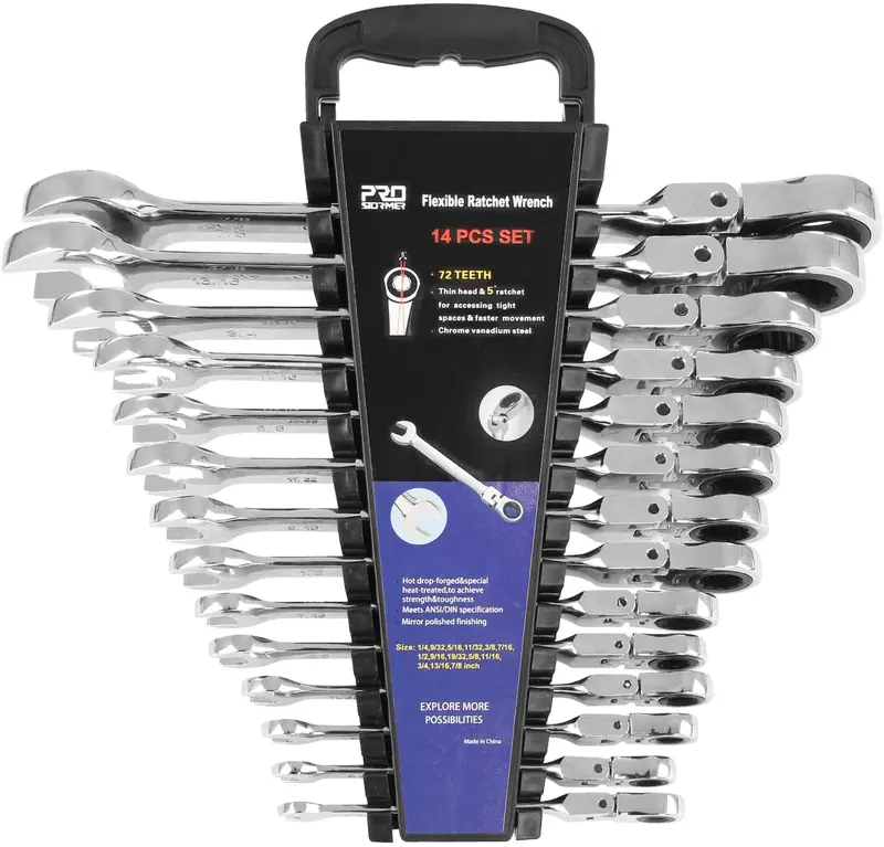 Prostormer 14-Piece Sae Ratcheting Wrench Set (1/4"–7/8") 1