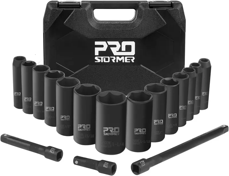 Prostormer 17-Piece 1/2" Drive Sae Impact Socket Set 1