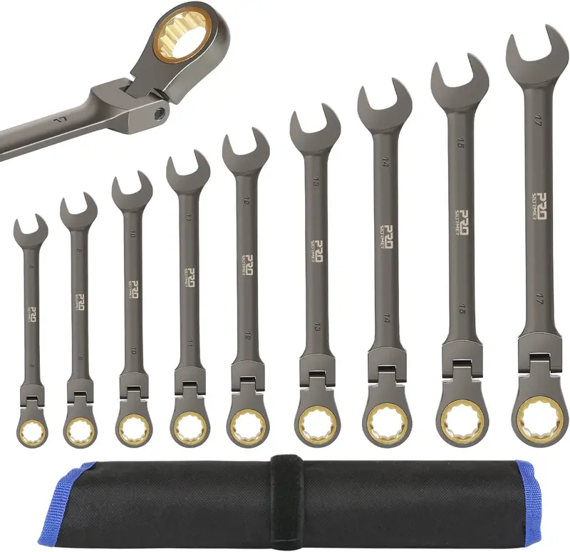 Prostormer 9-Piece Metric Flex-Head Ratcheting Combination Wrench Set (8Mm–17Mm) 1