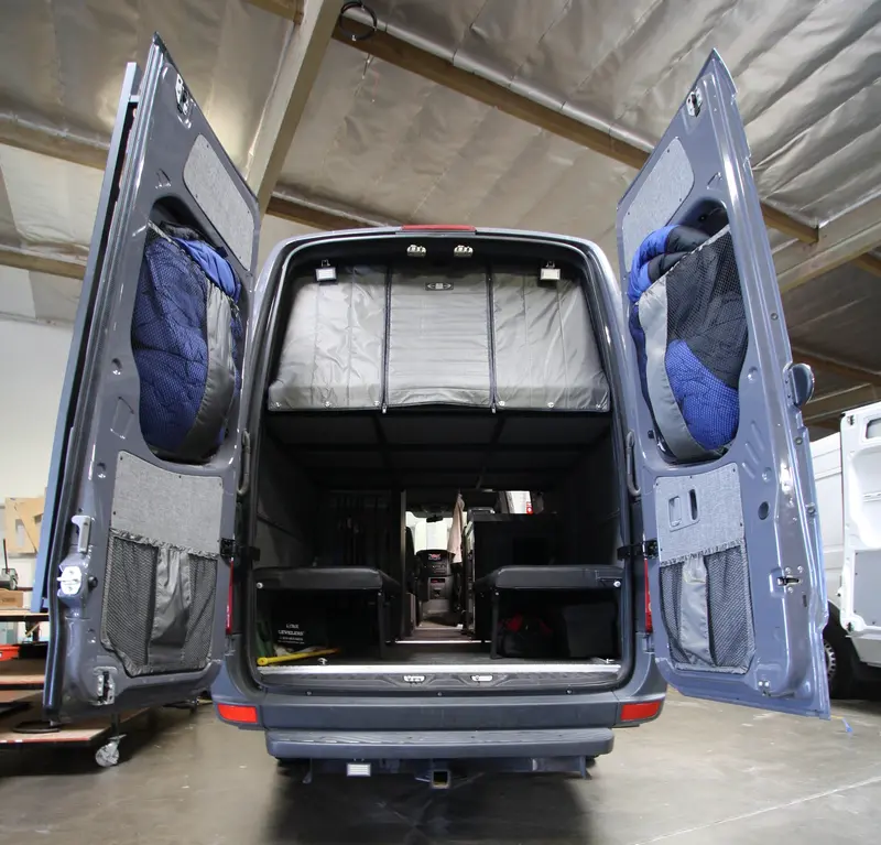 Rear Door Fabric Partition For 2007+ Sprinter Vans – 18-Inch Center Panel, 36-Inch Floor Height 1
