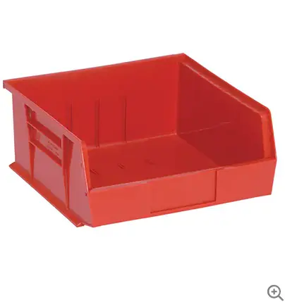 Red Parts Storage Bin – 11" W × 11" D × 5" H 1