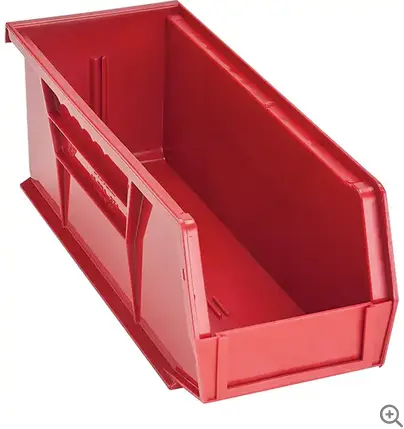 Red Plastic Parts Bin – 4" W × 11" D × 4" H 1