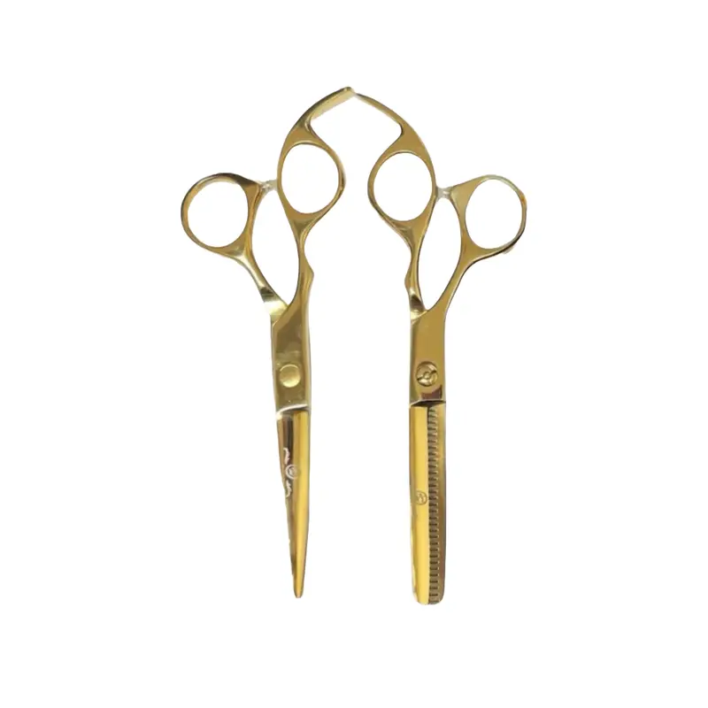 Rolda 6-Inch Left-Handed Hair Cutting & Thinning Shears Set – Elegant Gold Accents 1