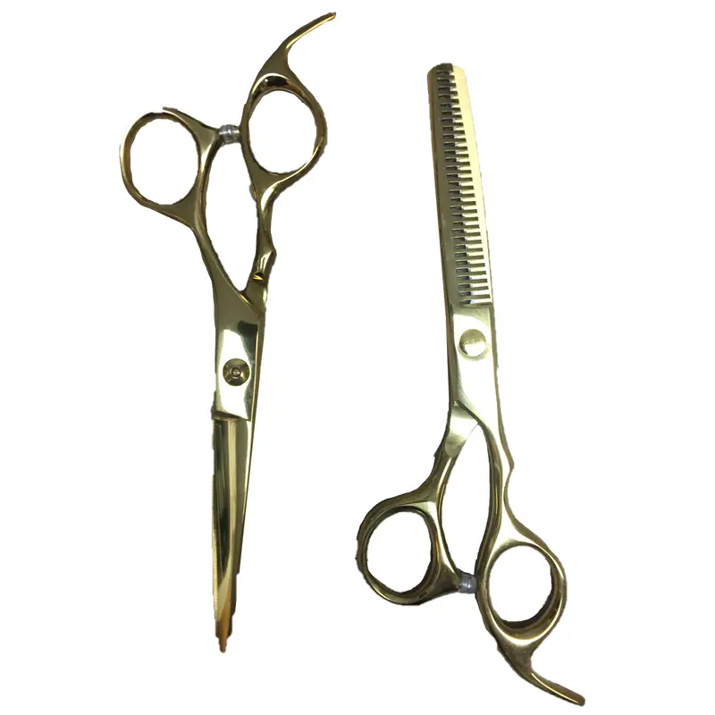 Rolda Gold-Plated 6-Inch Right-Handed Hair Cutting Scissors With Thinning Shears 1