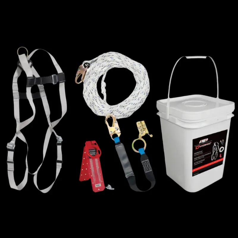 Roofing Safety Kit – 50-Foot Lifeline With Anchor & Harness, Dynamic Shock-Absorbing 1
