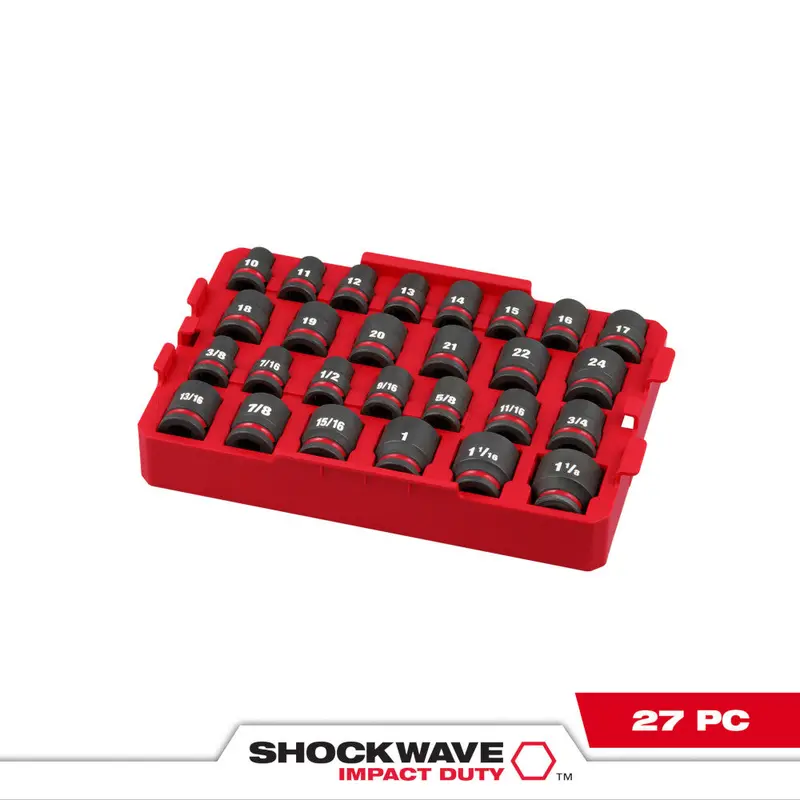 Shockwave 27-Piece 1/2-Inch Drive Sae Impact Socket Tray Set 1