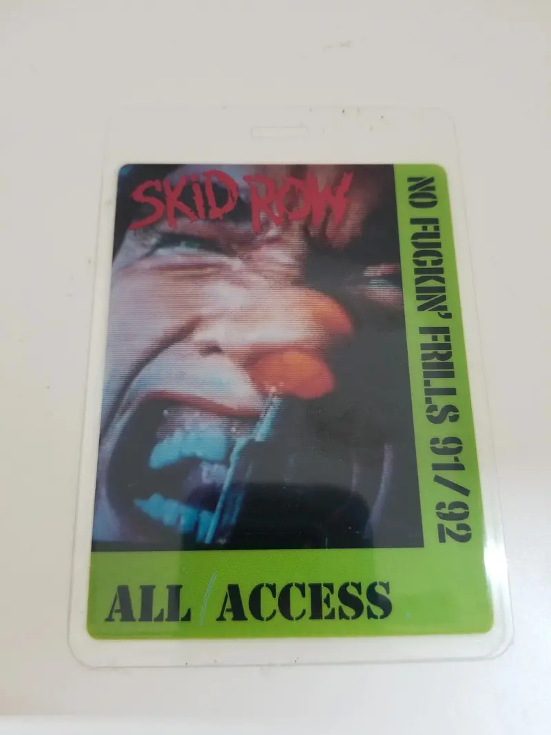 Skid Row No Frills Tour 1991–1992 Backstage Badge 1