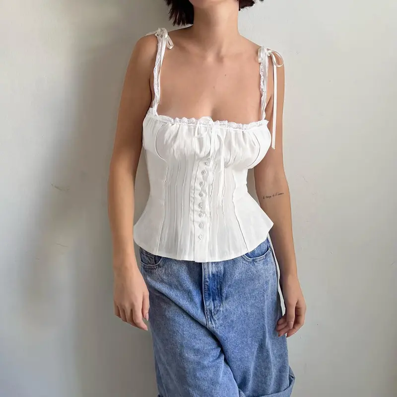Slim-Fit Vest-Style Sling Top – Tied Front Detail And Minimalist Appeal 1