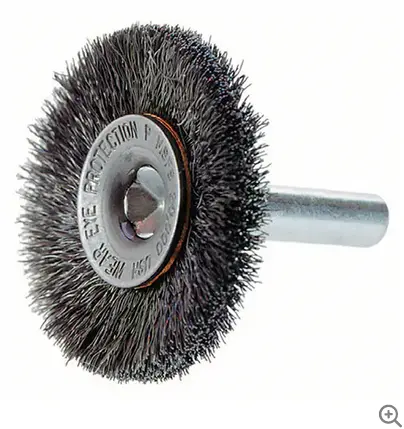 Stainless Steel Wire Wheel Brush – 1/4" Shank, 1.5" Diameter, 0.012" Wire 1