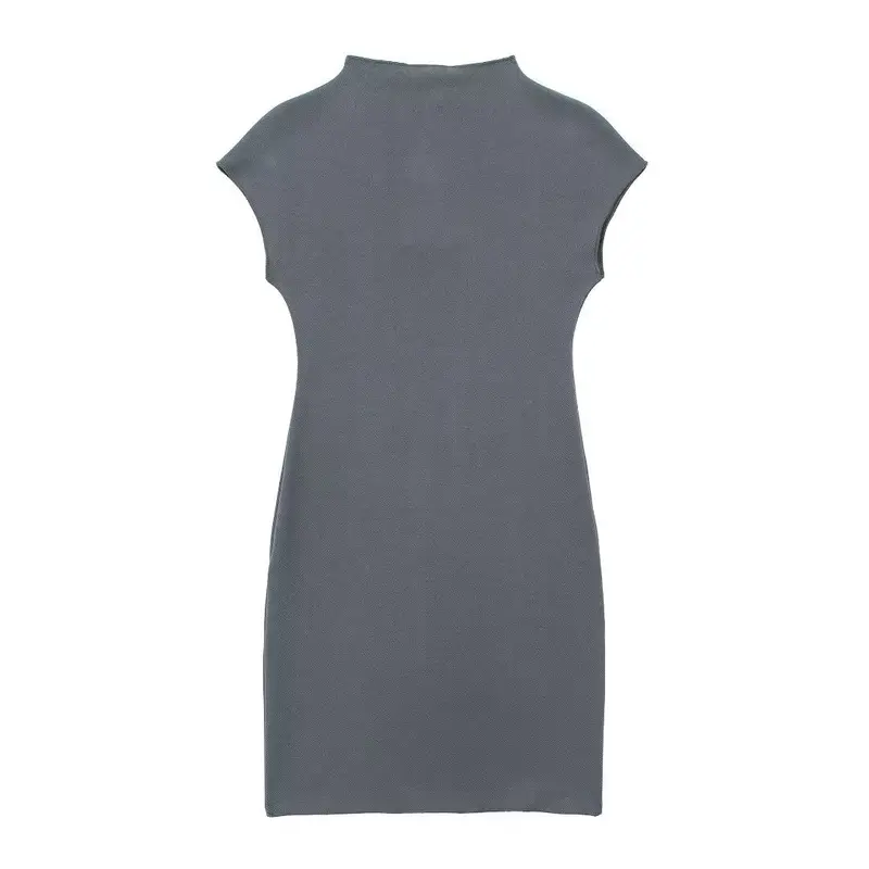 Stretch-Knit Solid-Color Mini Dress 1