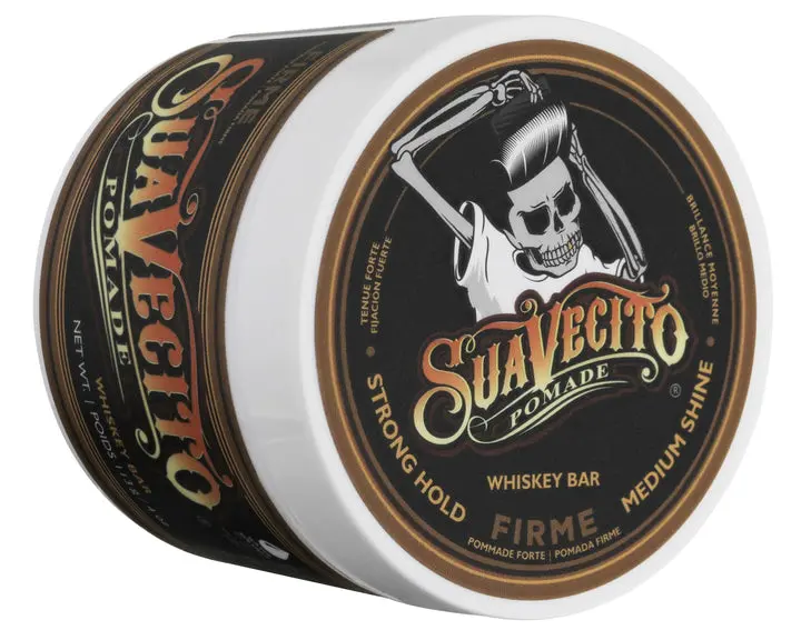 Suavecito Firme Strong-Hold Pomade With Medium Shine – Whiskey Bar Scent, 113G 1
