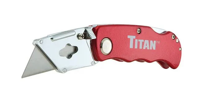 Titan Red Folding Utility Knife With Retractable Blade 1