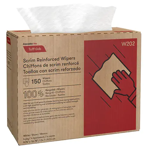 Tuff Job Industrial Wipers – 4-Ply, 150 Per Box 1