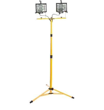 Twin-Head Halogen Work Light – 500W, 16,000 Lumens, Steel Housing 1