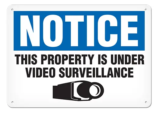 Video Surveillance Notice Sign – 10" X 14" Plastic Compliance Display 1