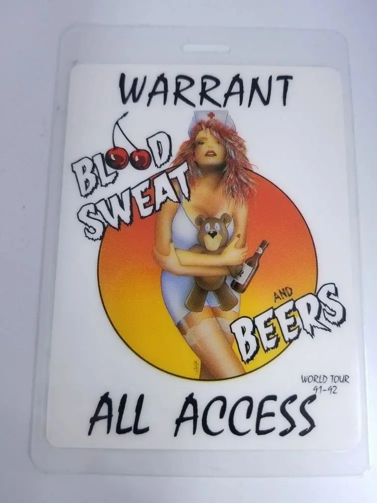 Warrant 'Blood, Sweat & Beers' Tour Behind-The-Scenes Pass 1