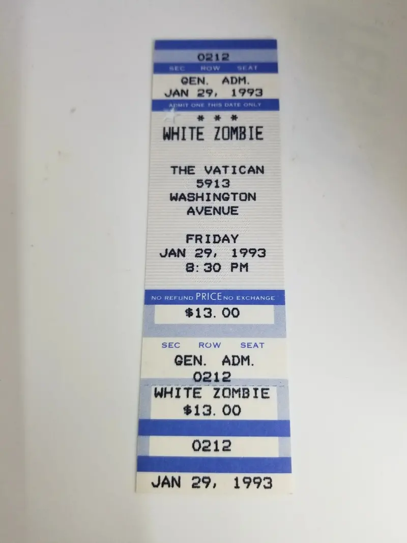 White Zombie General Admission Ticket – 1993 1