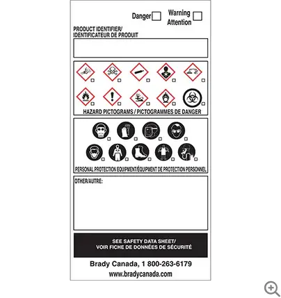 Whmis Compliant Label Sheets – 3" × 6", Pack Of 25 1