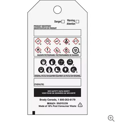 Whmis-Compliant Laminated Hazard Tag – 4" × 5" 1