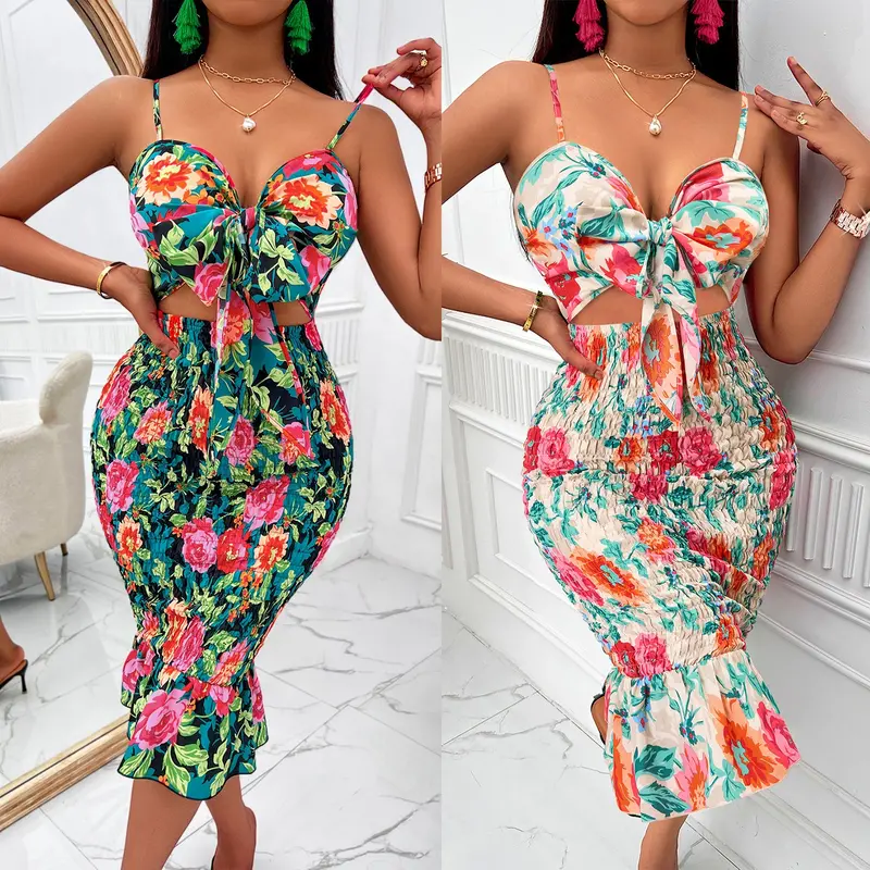 Women'S Cutout Sling Dress – Trendy Sleeveless Evening Style 1