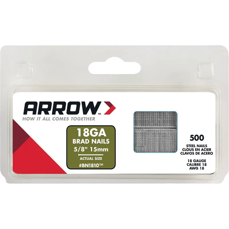 Arrow 18-Gauge Brad Nails – 5/8 In Length, Steel, 1000-Pack For Trim & Finish Work 1