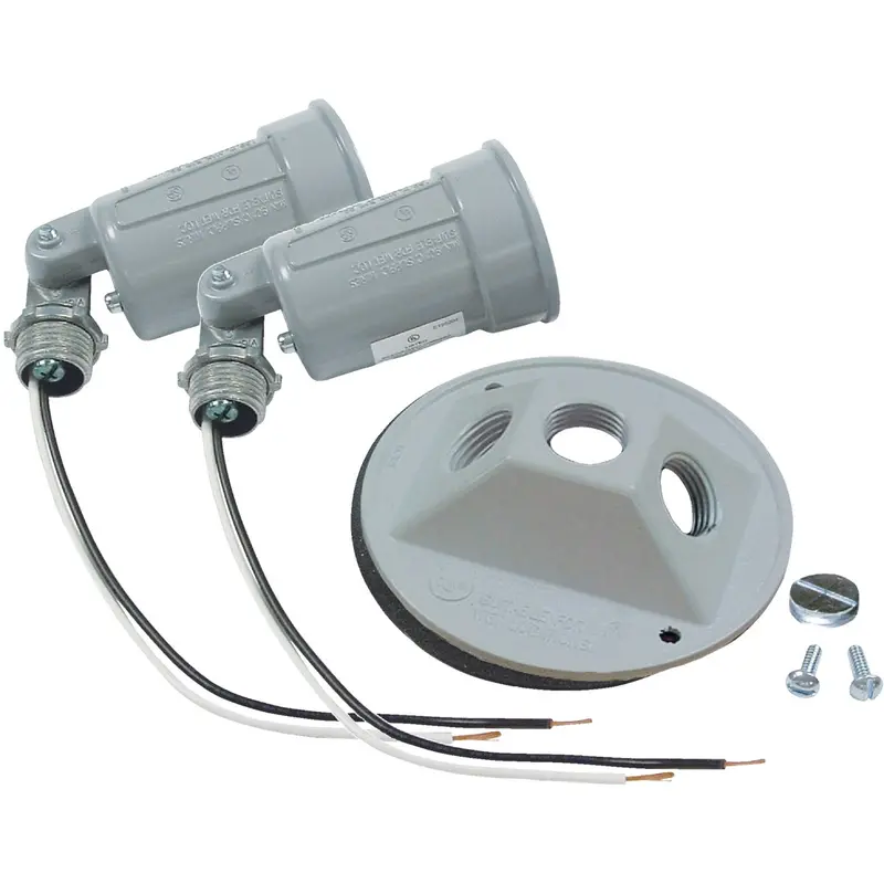Bell 150W Weatherproof Outdoor Lampholder – Aluminum Round Dual-Grey Housing With Cover 1