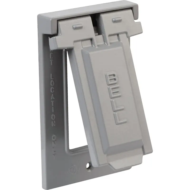 Bell Outdoor Weatherproof Box Cover – Single-Gang, Rectangular Aluminum, Gray 1