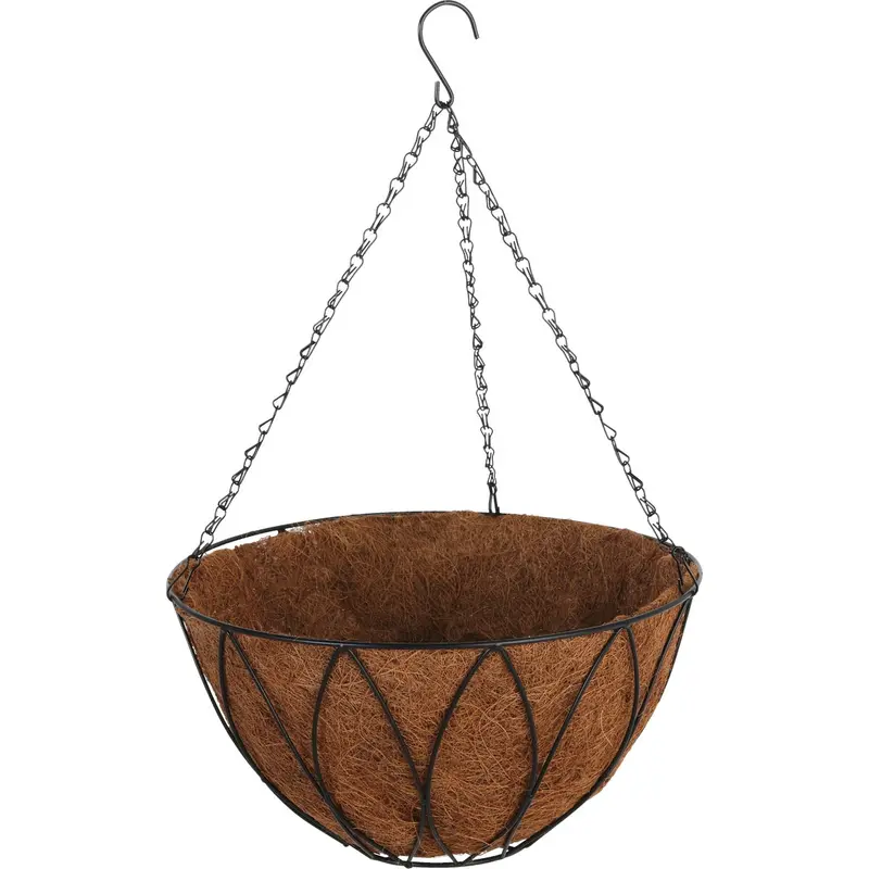 Best Garden Powder-Coated Steel Hanging Basket – 14" Diameter, Black Finish 1