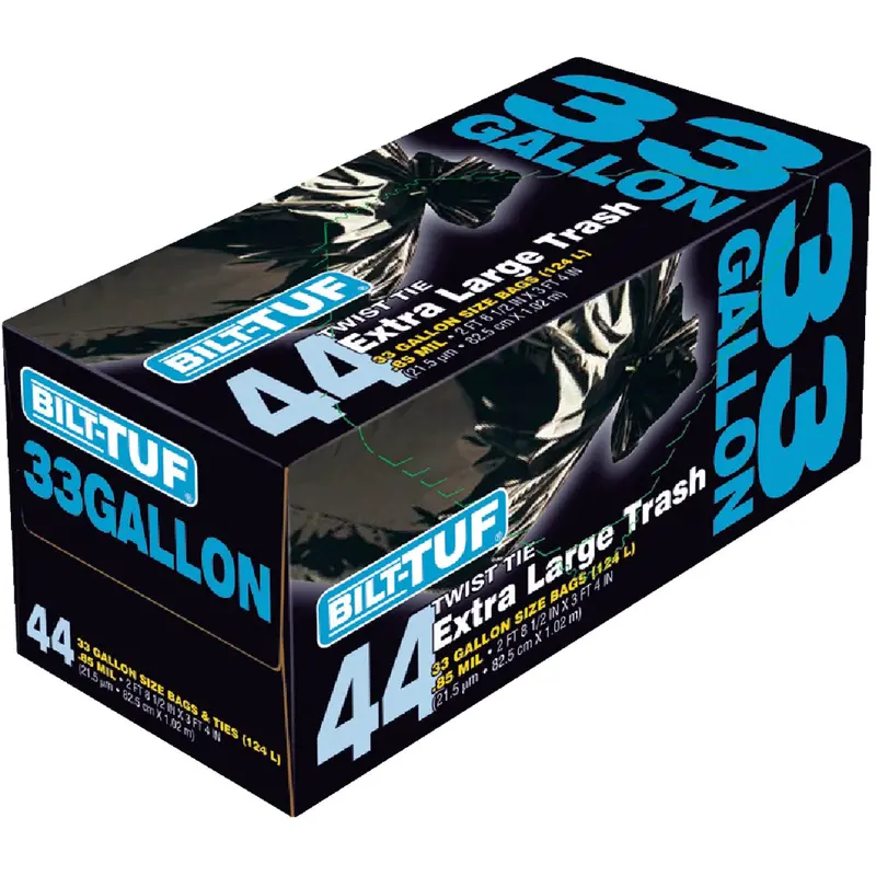 Bilt-Tuf Extra-Large Trash Bags – 33-Gallon, Black, 44-Pack 1