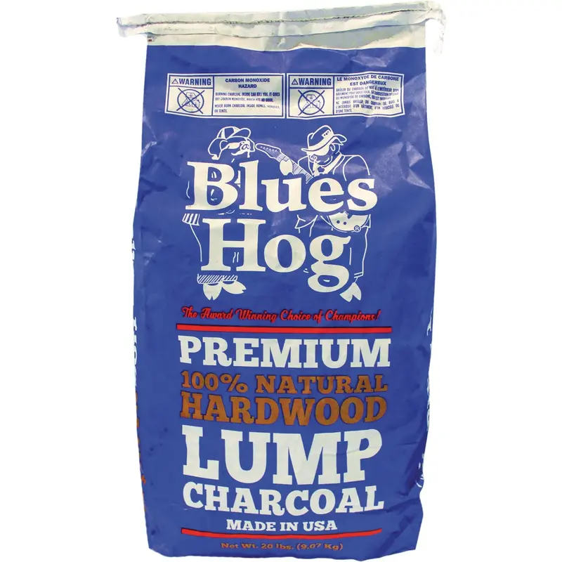 Blues Hog Premium Hardwood Lump Charcoal – 20 Lb Bag, Natural, Low-Ash, High-Heat Fuel 1
