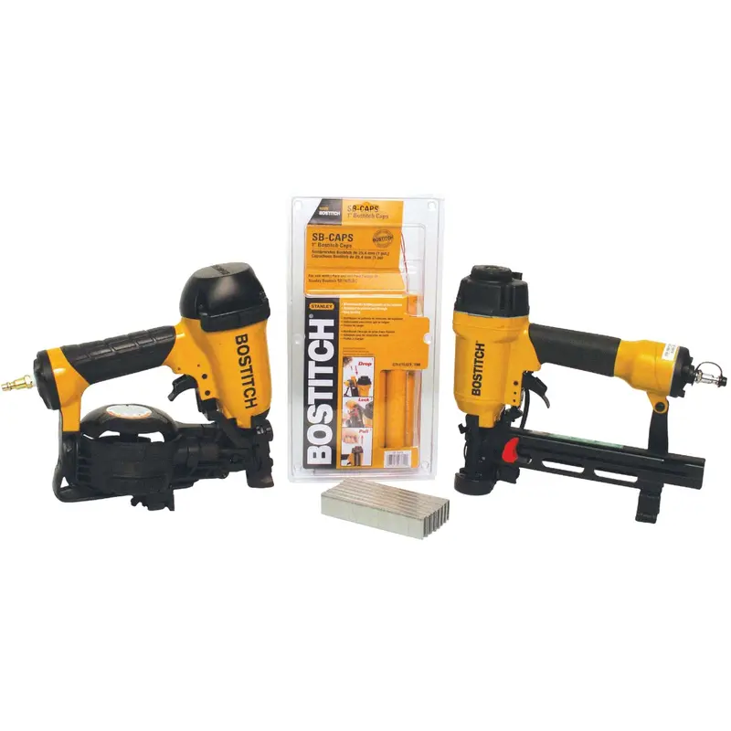 Bostitch 15° Coil Roofing Nailer & Cap Stapler Combo – 1-3/4 In. Nail Capacity, 18-Gauge 1