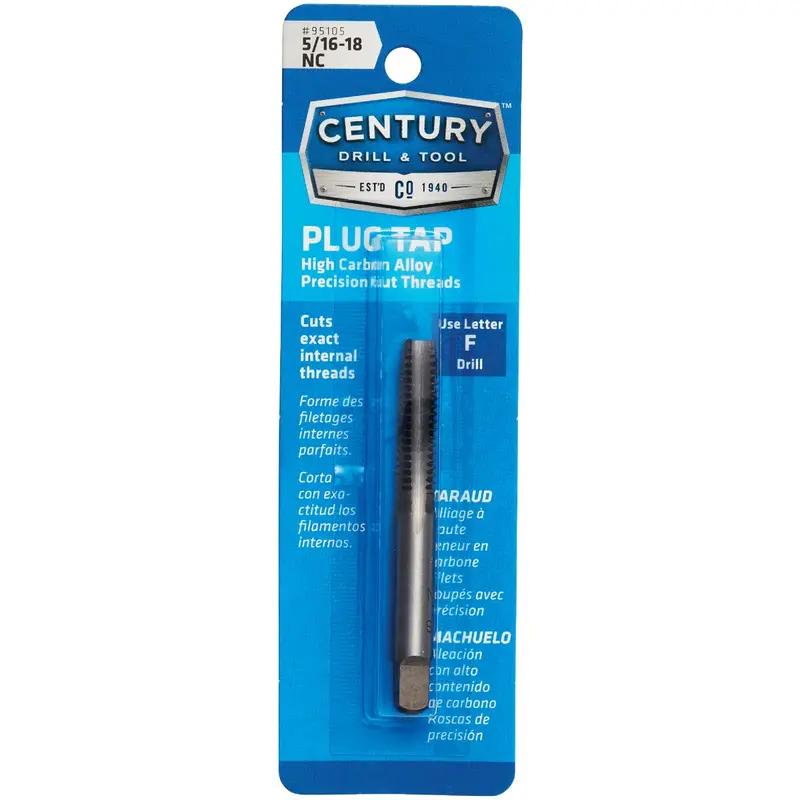 Century Drill & Tool 5/16-18 Nc Carbon Steel Tap – Plug Style 1