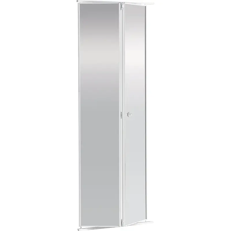 Colonial Elegance Mirrored Bifold Door – 24" × 80-1/2", White Framed 1