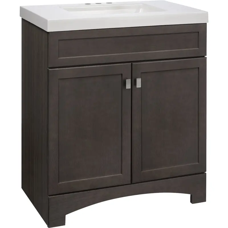 Continental Cabinets Davison Vanity – Gray Cabinet With White Cultured Marble Top (30.5" W X 35.5" H X 18.75" D) 1