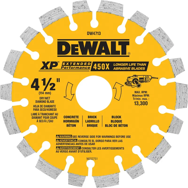 Dewalt Extended Performance Diamond Cutting Blade – 4-1/2-Inch Segmented Rim For Wet/Dry Applications 1