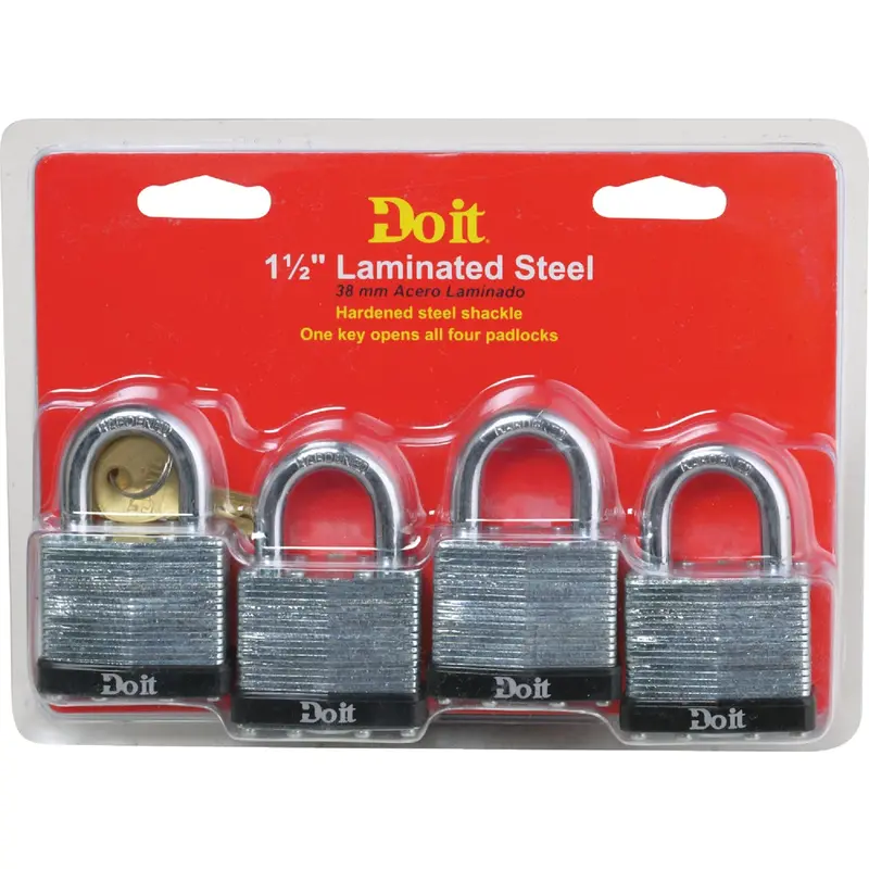 Do It Laminated Steel Padlocks – 1-1/2" Wide, 4-Pack 1