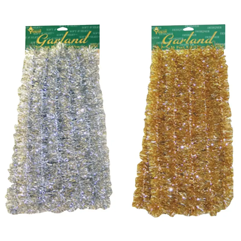 F.C. Young Festive Garland – 12 Ft, Silver & Gold Silky Metallic 1