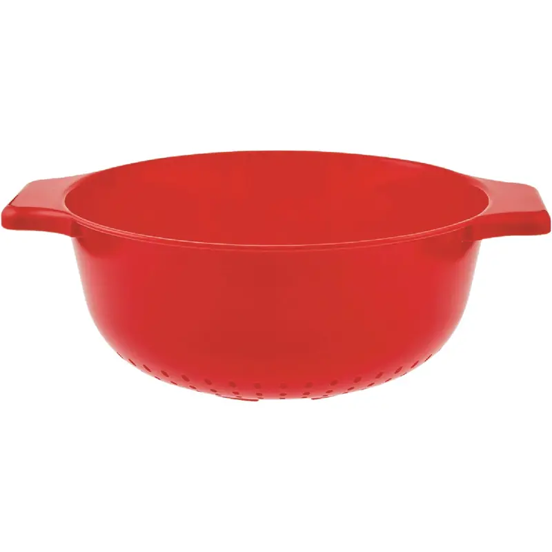Farberware Heavy-Duty Colander – 5-Quart Red Plastic, Reinforced Rim And Drain Holes 1