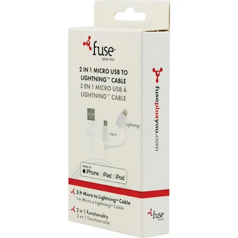 Fuse 2-In-1 Usb Cable – 3-Foot White Charging And Data Sync Cord 1