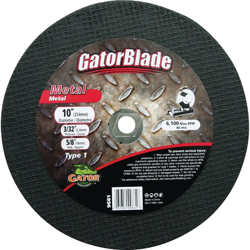 Gator Blade Type 1 Metal Cut-Off Wheel – 10-Inch X 3/32-Inch X 5/8-Inch Arbor Hole Abrasive Disc 1