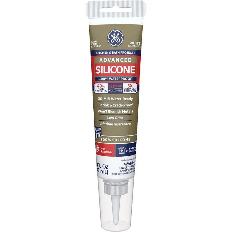 Ge Advanced Silicone Ii Kitchen & Bath Sealant – White, 2.8 Oz Squeeze Tube 1