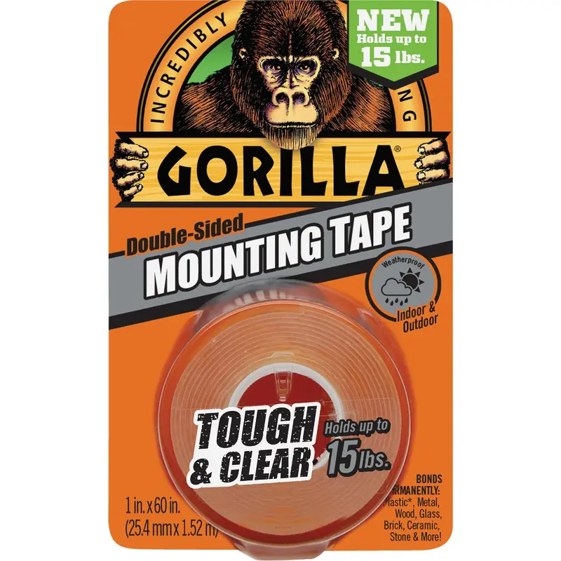 Gorilla Tough & Clear Double-Sided Mounting Tape – 1 In. X 60 In., 15 Lb Holding Strength 1