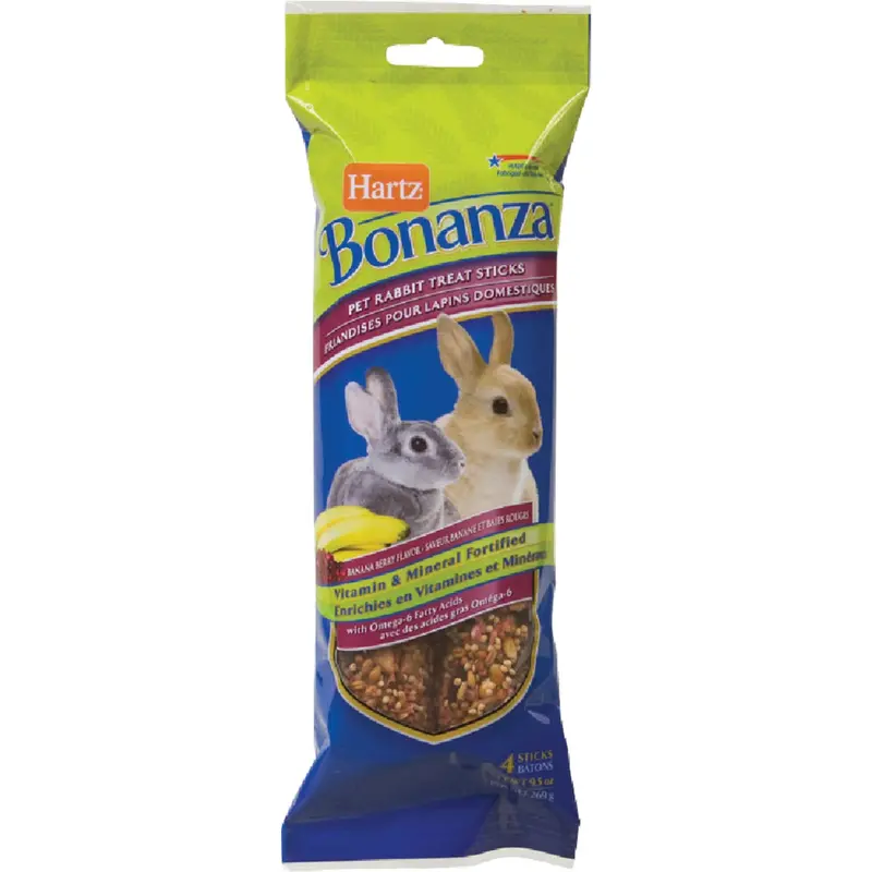 Hartz Bonanza Banana & Berry Rabbit Treats – 9.5 Oz Bag (4-Pack) 1